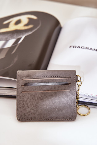 Kortelės dėklas su auksiniu raktų pakabuku Eco Leather Grey Iritinme