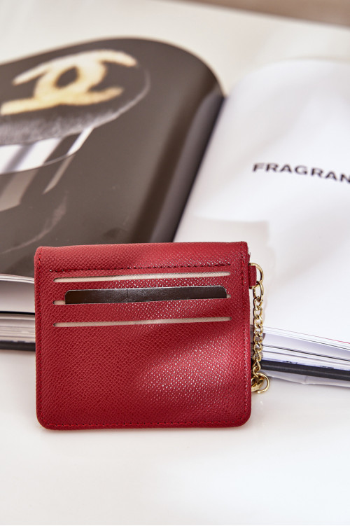 Kortelės dėklas su auksiniu raktų pakabuku Eco Leather Burgundy Iritinme