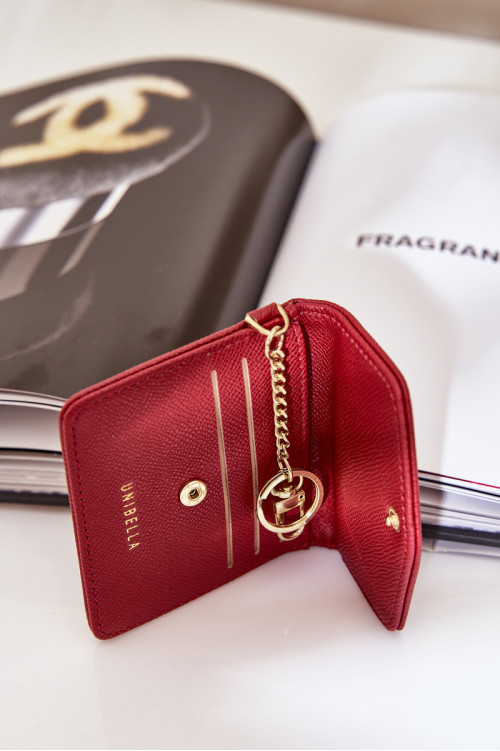 Kortelės dėklas su auksiniu raktų pakabuku Eco Leather Burgundy Iritinme