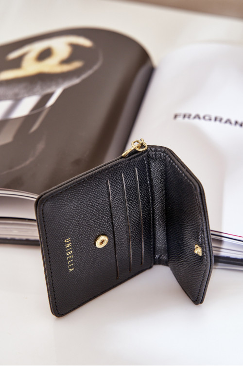 Kortelės dėklas su auksiniu raktų pakabuku Eco Leather Juoda Iritinme