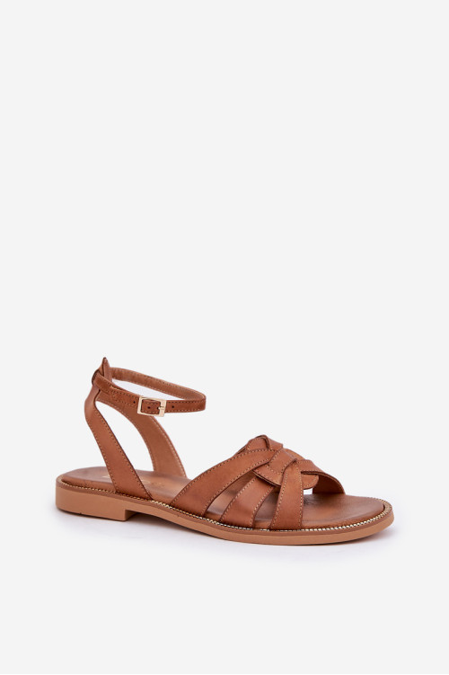 „Zazoo 3688 Camel“ moteriškos odinės plokščios basutės