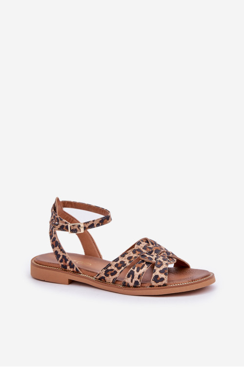 Zazoo 3688 Rudos leopardo odos plokščios basutės moterims