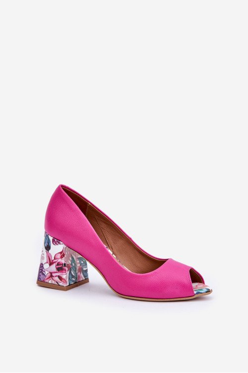 Odiniai pompos su dekoratyviniu kulnu Lewski batai 2608/ K Fuchsia