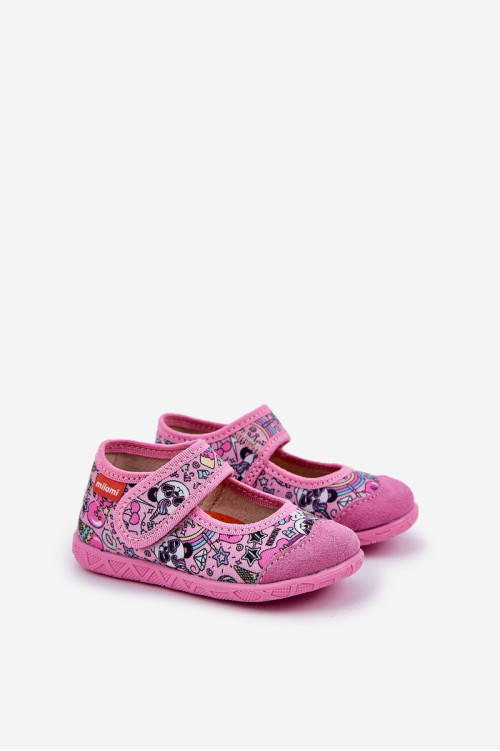 Milami vaikiškos Velcro šlepetės su Pandas Pink Esnia