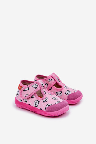 Milami vaikiškos šlepetės Elastinės Velcro Panda Pink Ambette 2