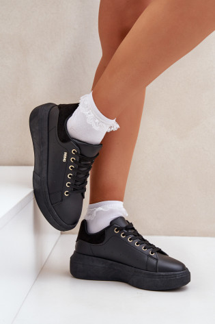 Moteriški sportbačiai ant platformos Eco Leather Black Lelandine 2