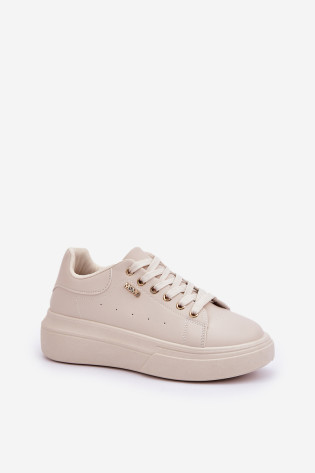 Moteriški sportbačiai ant platformos Eco Leather šviesiai smėlio spalvos Lelandine 2