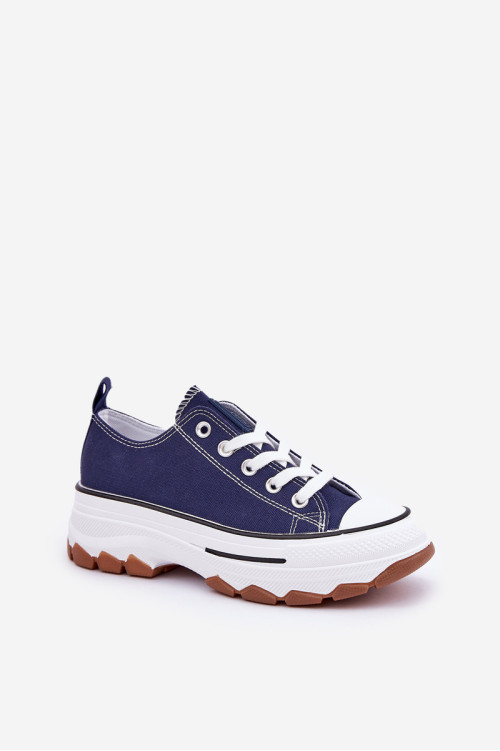 Žemi moteriški sportbačiai ant platformos Navy Blue Aradwin