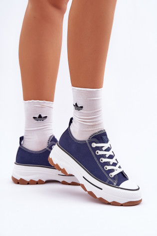 Žemi moteriški sportbačiai ant platformos Navy Blue Aradwin
