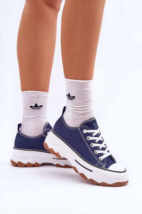 Žemi moteriški sportbačiai ant platformos Navy Blue Aradwin