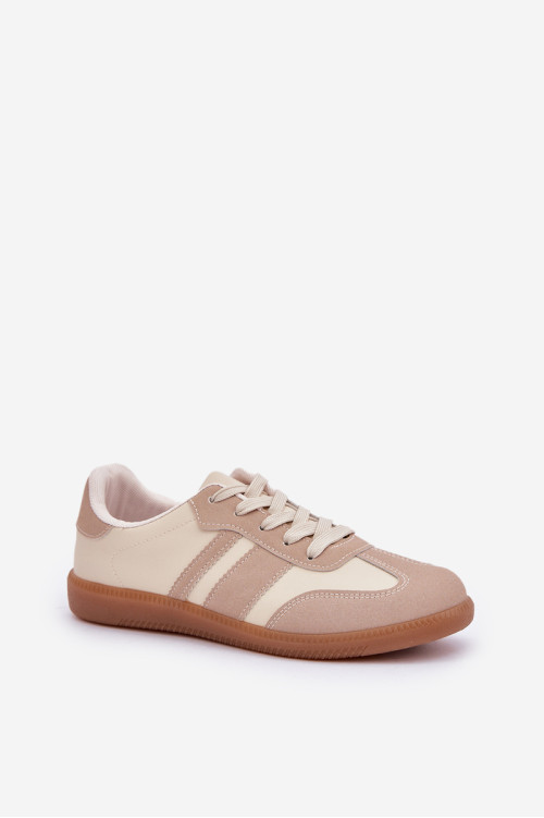 Žemi moteriški sportbačiai, pagaminti iš Eco Leather Beige Nonalorin
