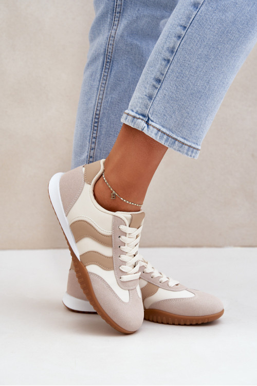 Klasikiniai moteriški sportbačiai iš Eco Leather Beige Maretina