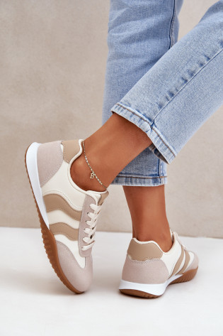 Klasikiniai moteriški sportbačiai iš Eco Leather Beige Maretina