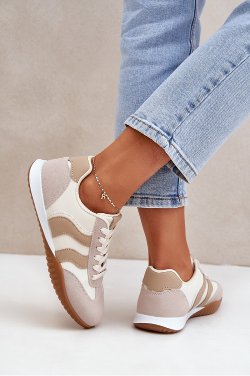 Klasikiniai moteriški sportbačiai iš Eco Leather Beige Maretina