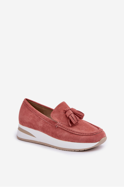 Mokasinai ant subtilaus pleišto Eco Suede Pink Challavia