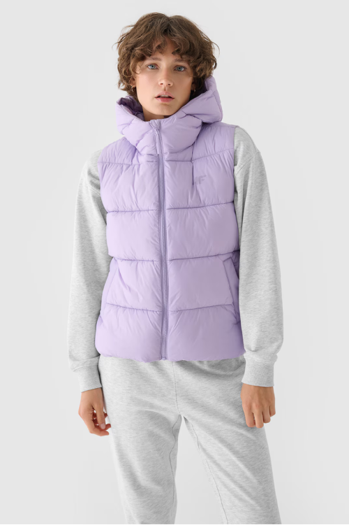 Pūkinė liemenė su gobtuvu 4F violetinė