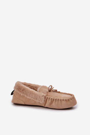 Mokasinai Šlepetės Moterys Su Kailiu Beige Kleogoria 2