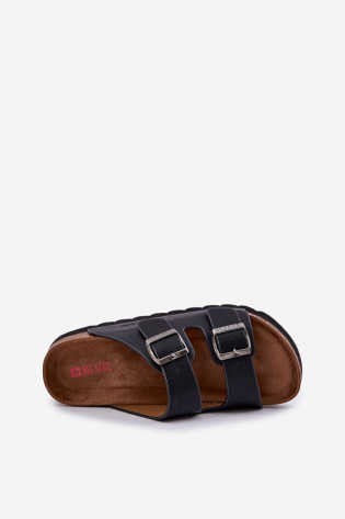 Lengvi vyriški šlepetės su sagtimis Eco Leather Big Star NN174531 Juoda 2