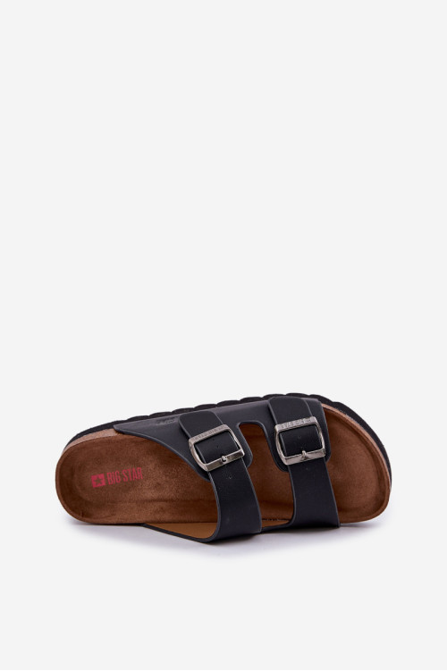 Lengvi vyriški šlepetės su sagtimis Eco Leather Big Star NN174531 Juoda