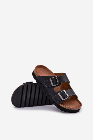 Lengvi vyriški šlepetės su sagtimis Eco Leather Big Star NN174531 Juoda