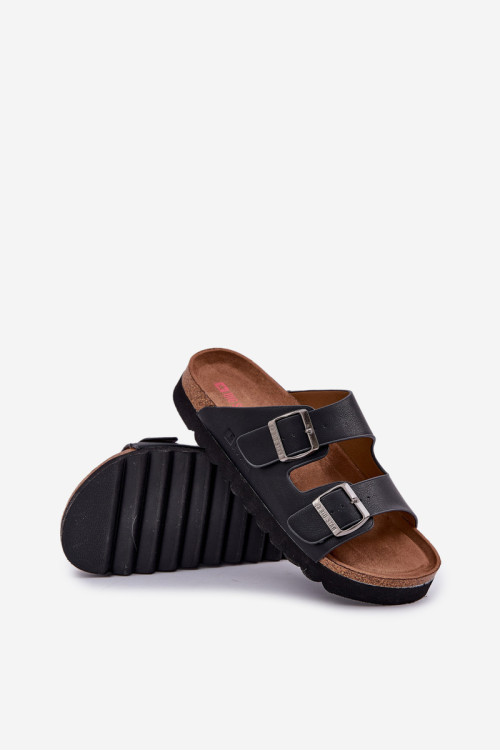 Lengvi vyriški šlepetės su sagtimis Eco Leather Big Star NN174531 Juoda