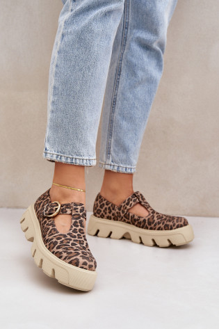 Zomšiniai sagtys žemi batai Leopard Zazoo 20183 ruda