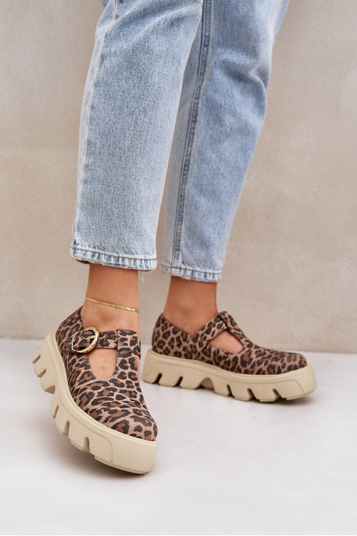 Zomšiniai sagtys žemi batai Leopard Zazoo 20183 ruda