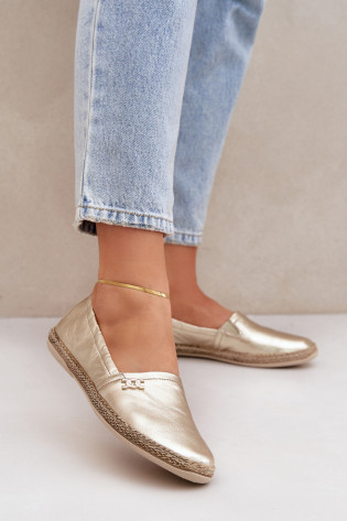 Elegantiškos odinės espadrilės moterims Zazoo 10177 aukso