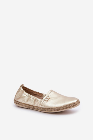 Elegantiškos odinės espadrilės moterims Zazoo 10177 aukso 2