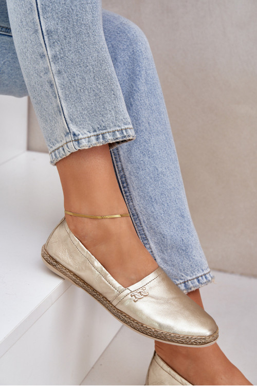 Elegantiškos odinės espadrilės moterims Zazoo 10177 aukso