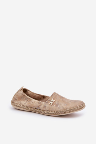 Elegantiškos zomšos espadrilės gėlėmis, moteriškos Zazoo 10177 smėlio spalvos 2