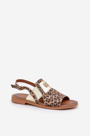 „Zazoo 40385“ moteriški leopardo odiniai sandalai, rudi 2