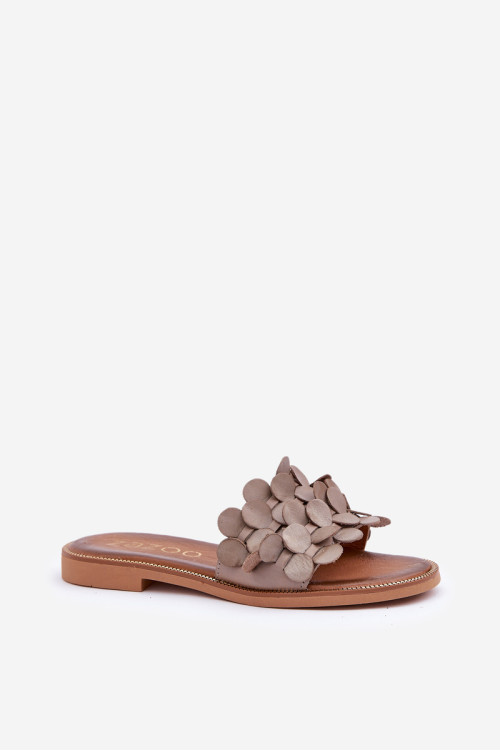 Zazoo 40381 moteriškos odinės plokščios basutės Taupe