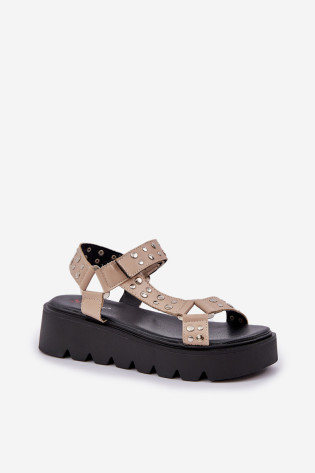 Beige Tatellia puošnios platformos sandalai 2