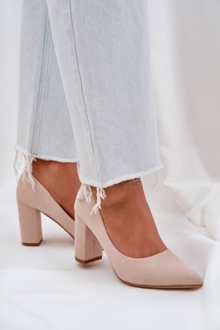 Moteriškos pompos ant kulno Eco Suede smėlio spalvos Florena