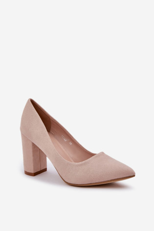 Moteriškos pompos ant kulno Eco Suede smėlio spalvos Florena 2