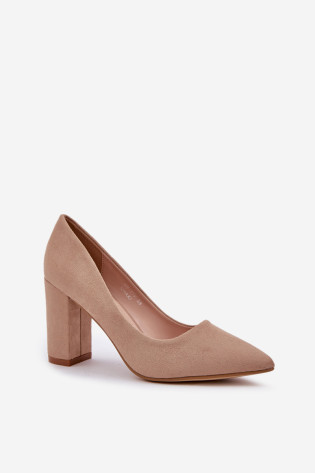 Moteriški pompos ant kulno Eco Suede Tamsiai smėlio spalvos Florena 2