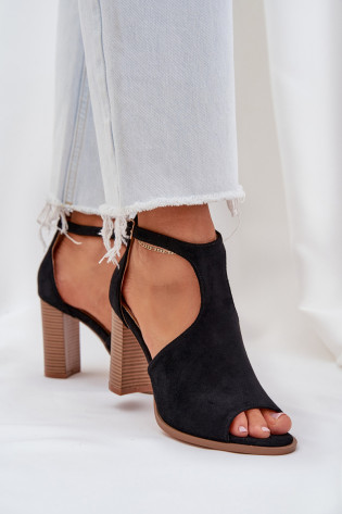 Aukštakulniai sandalai, pagaminti iš Eco Suede Black Lanadriena