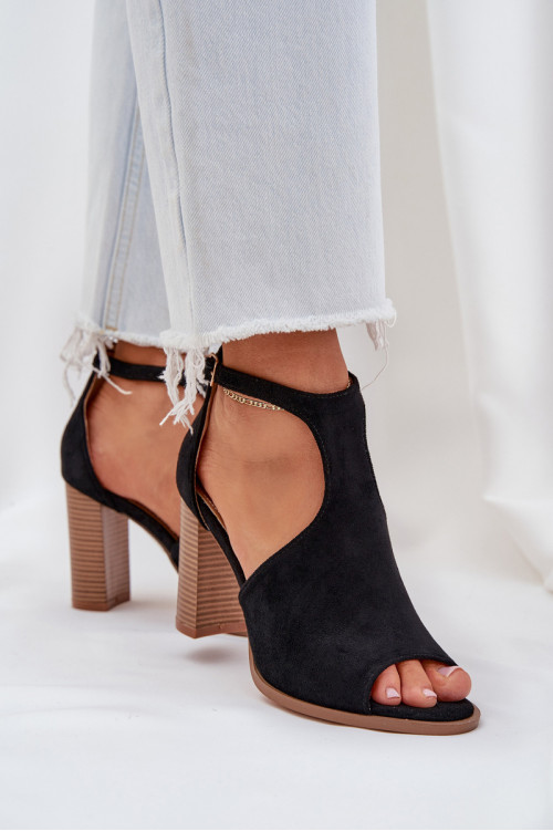 Aukštakulniai sandalai, pagaminti iš Eco Suede Black Lanadriena