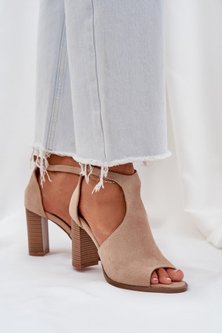 Aukštakulniai sandalai, pagaminti iš Eco Suede Beige Lanadriena