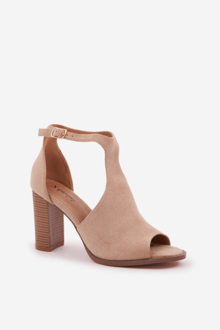 Aukštakulniai sandalai, pagaminti iš Eco Suede Beige Lanadriena 2