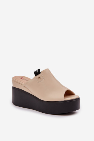 Platforma ir pleištiniai šlepetės Eco Leather Beige Eridoria 2