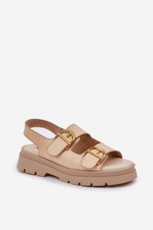 Ekologinės odos sandalai su sagtimis Beige Vulinea 2