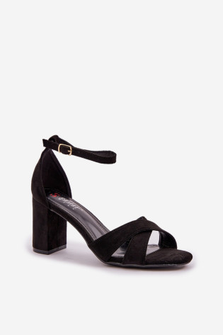 Sandalai su blokiniu kulnu, pagaminti iš Eco Suede Black Saniffia 2
