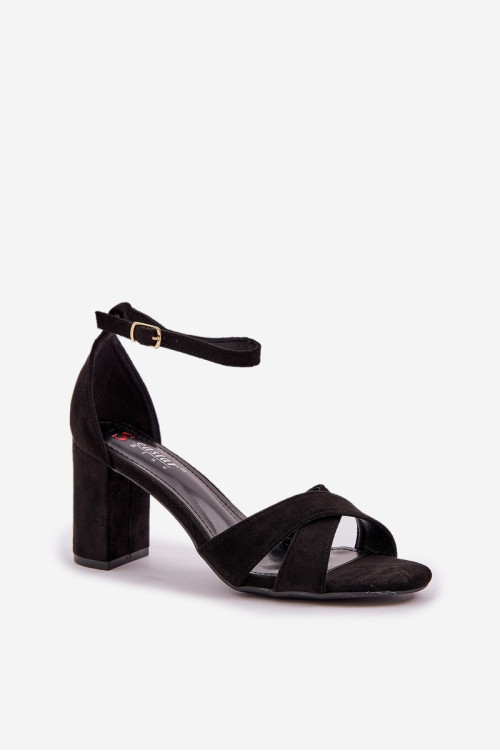 Sandalai su blokiniu kulnu, pagaminti iš Eco Suede Black Saniffia