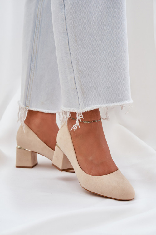 Eco Suede Pompos su kulnu Beige Veniffia