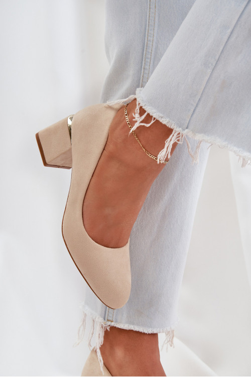 Eco Suede Pompos su kulnu Beige Veniffia
