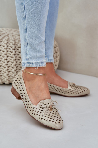 Ažūrinės balerinos su lanku Eco Leather Gold Relabra