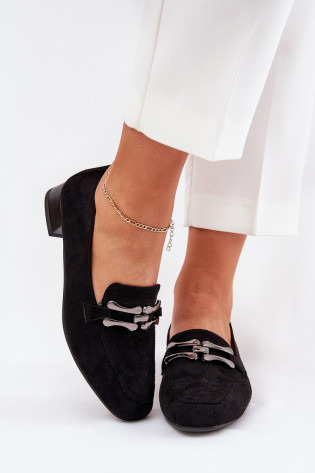 Batukai su puošmena ant švelnaus kulno Eco Suede Black Pillitha
