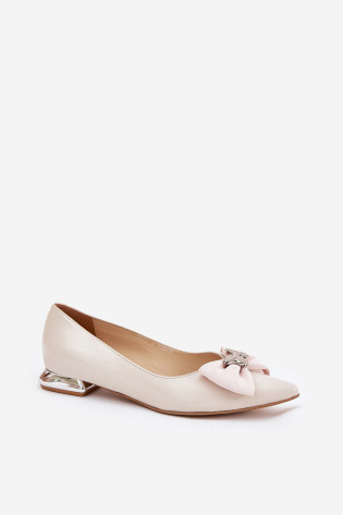 Elegantiškos moteriškos odinės balerinos su lankeliu Laura Messi 2893 Beige 2